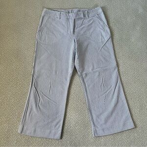 Garnet Hill Seersucker Capri Pants in Blue Stripe